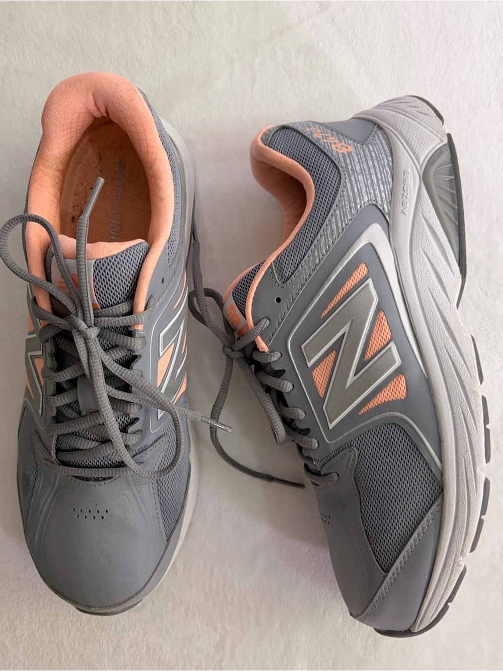 New Balance Gray and Pink Women's Athletic Sneakers - Picture 7 of 11